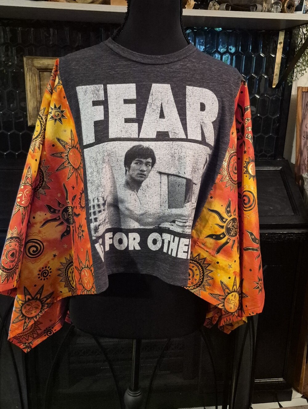 Cropped Upcycled Bruce Lee Poncho Shawl Celestial
